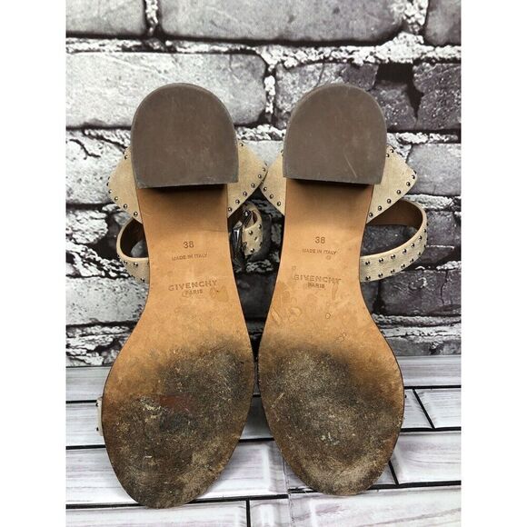 Givenchy Taupe Suede Leather Elegant Heel Studded Sandals Women sz 38EU/7.5M US - Picture 12 of 16